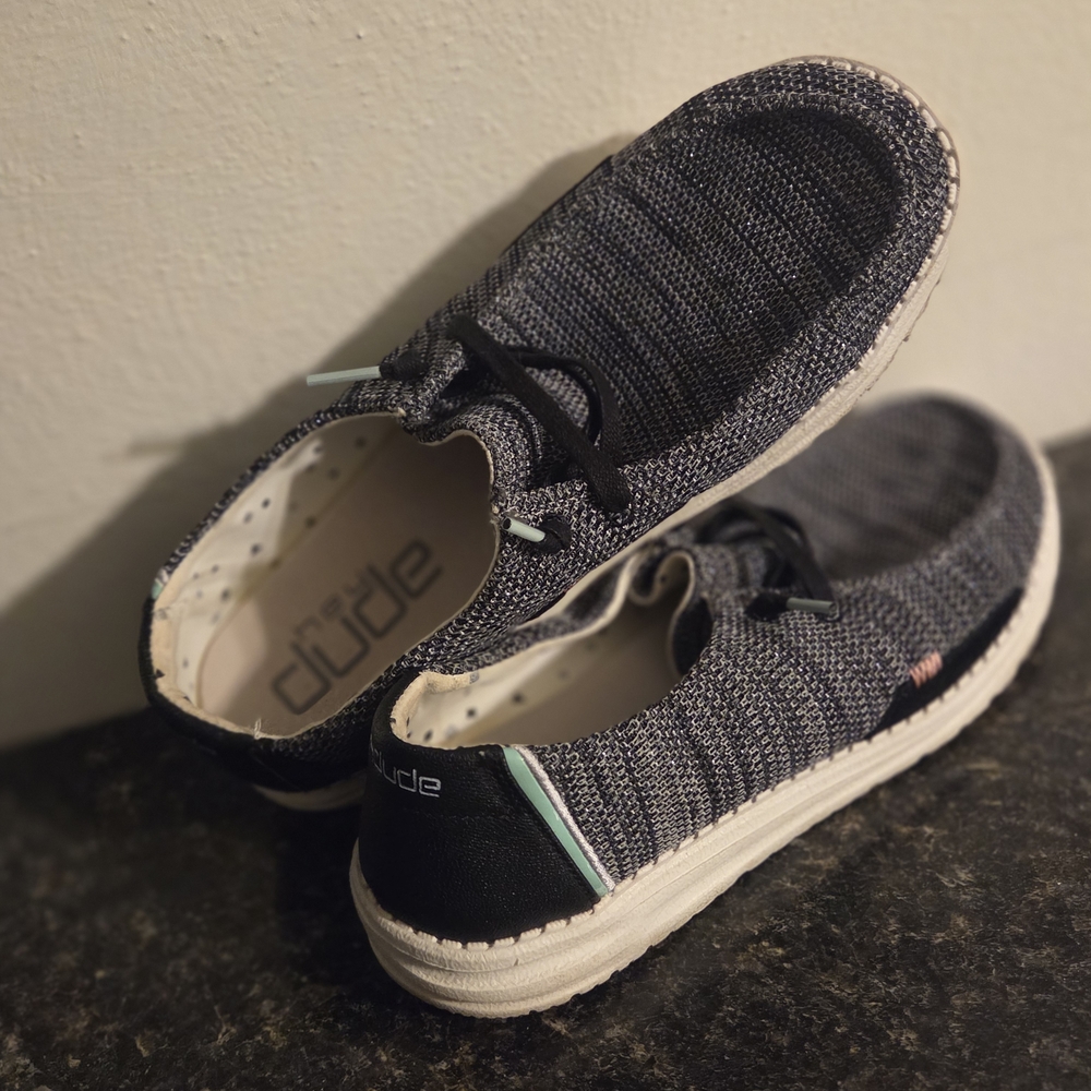 Hey Hey Dude Women Black and Grey Sneakers Silver In Shoes Zoom In Worn Once